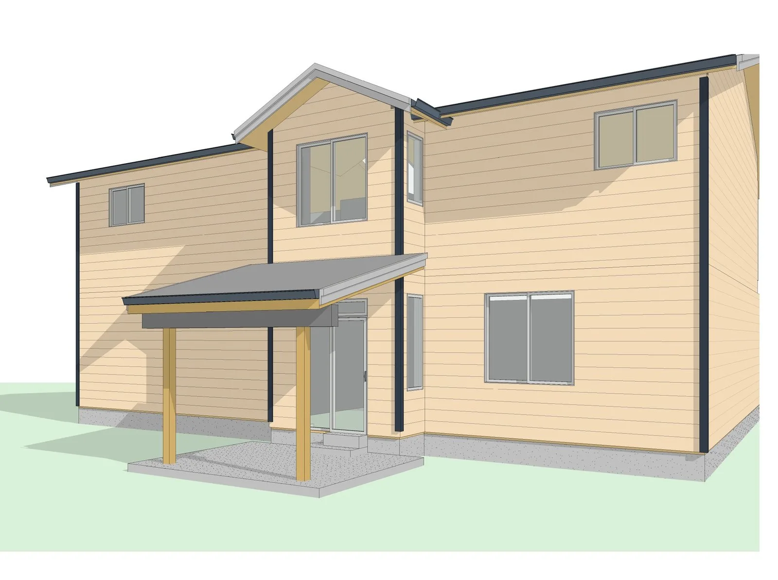 Covered patio addition, Vancouver. 3D view.