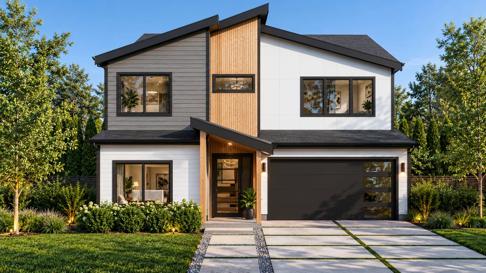 Rendering of a modern two-story new home